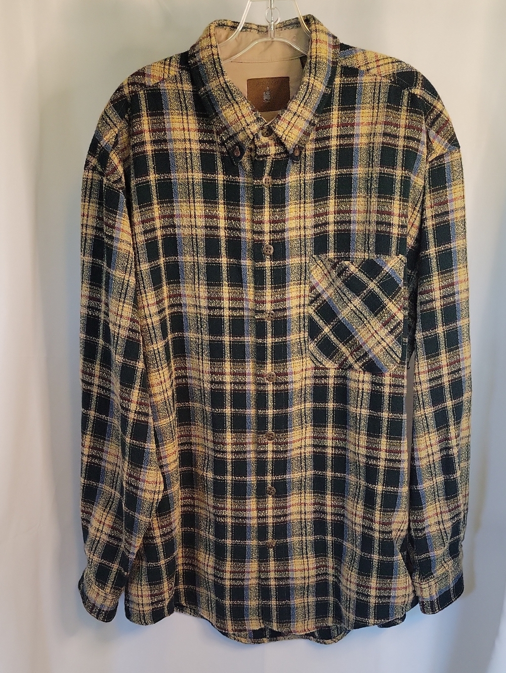 St. John's Bay Black and Yellow Plaid Button-Down Shirt